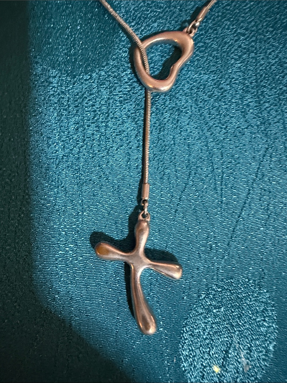 Silver-Tone Organic Cross Pendant Necklace - Women's Jewelry